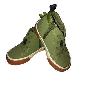 Cat & Jack Kids Green Dinosaur Shoes Rubber Soles, Scales on Back, sz 5